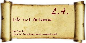 Lóczi Arianna névjegykártya